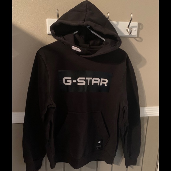 GStar Raw Other - GStar Raw Heavyweight Black Pull Tab Hoodie